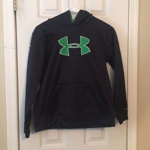 Boys UA size large black and green hoodie